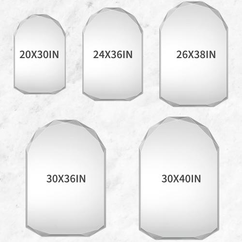 Suidia Bathroom Mirror, 20x 30 Wall Mirror, Frameless Bathroom Mirror with Beveled Edge for Bedroom, Living Room, Entryway, Hallway, Arched Shape