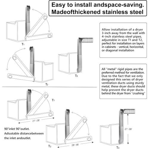 Stainless Steel Periscope Dryer Vent – Slim dryer vent (21-38 Inches) with Heavy-Duty Foil Tape – Compatible with Whirlpool, Maytag, 4 Dryer Exhaust