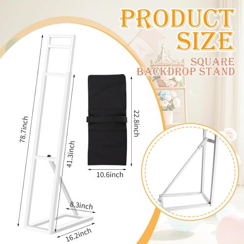 2 Pack White Wedding Backdrop Stand, Adjustable Metal Arch with Foldable Base and Weight Bag, Foam Board Display for Balloon Party and Event Decor (1.15–2m) (2)
