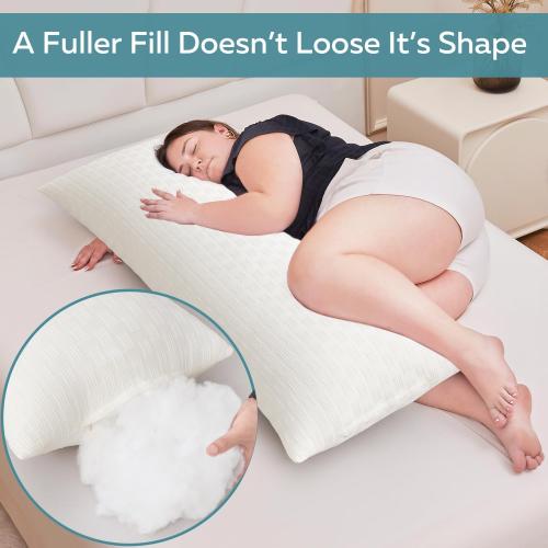 Oubonun Full Body Pillow for Adults, Soft and Fluffy Large Body Pillow for Sleeping, Premium Long Bed Pillow for Side Sleepers(21 X 54,Cream)