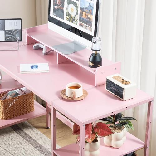 MINOSYS Computer Desk 55-inch with Storage Shelf - Gaming Desk for Bedrooms, Small Spaces, and Home Offices Modern Writing Desk for PCs. (Colors vary)