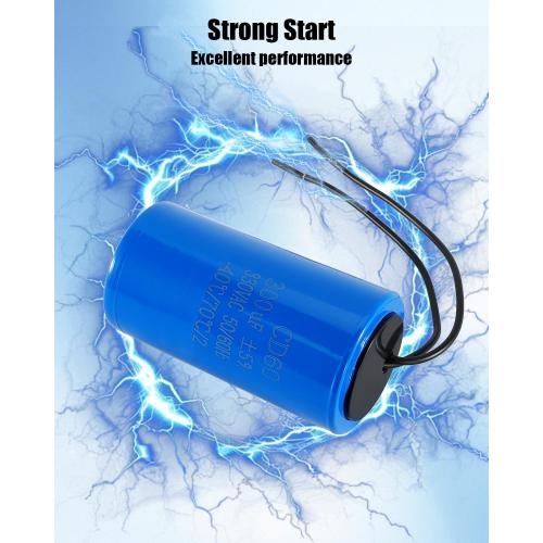 CD60 Motor Starting Capacitor 300uF 330VAC 50Hz/60Hz for Air Compressor | For Water Pump Motors Air Conditioning Compressors, Blue, Cylindrical Aluminum Shell Package