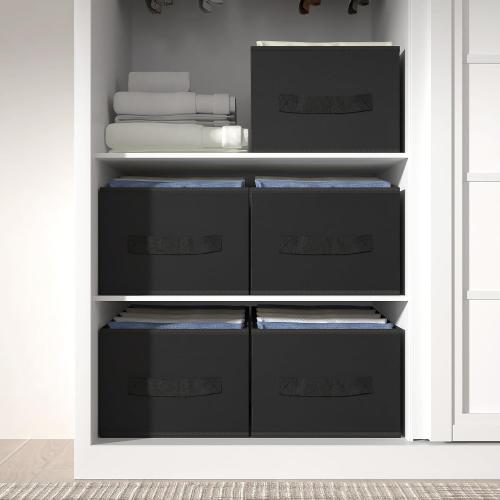 3-Pack Wardrobe Clothes Organizer 7 Grids Pants Organizer for Closet Foldable Closet Organizers and Storage for Jeans Shirts Pants, Black