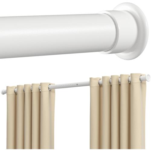 Tension Curtain Rod 64-120 Inches, Heavy Duty Tension Rod for Windows, No Drilling Adjustable Curtain Rod for Patio, Renter Friendly Pressure Curtain Rods for Room Divider, Outdoor, White