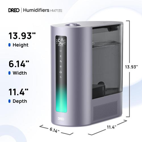 Dreo 6L Humidifiers for Bedroom, Smart Warm & Cool Mist for Large Room, 60Hr Quiet Runtime for Baby, Plant, Humidity Sensor, Indicator Light, 12H Timer, Google/Alexa, Purple