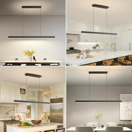 LED Linear Pendant Lights, 39in Island Lighting Fixture 3000k-6000K Dimmable, Chandelier Lamp for Kitchen Dining Room Pool Table Office Bar Garage Workbench