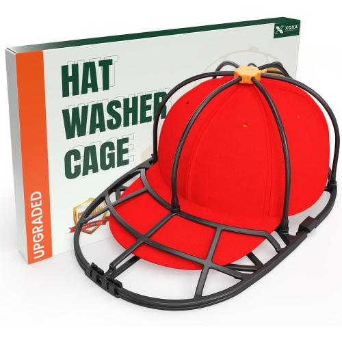 XQXA 1-Pack Hat Washer Cage, Upgradedd Baseball Caps Washer for Dishwasher/Washing Machine, Hat Cleaner Protector Fit for Adult and Kids Hats, Black