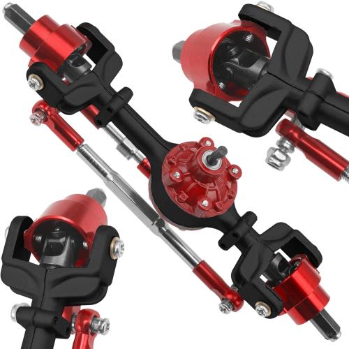 Metal Front & Rear Portal Axle Set Upgrades Parts Compatible with WPL C14 C24 C34 C44 B14 B24 1/16 RC Car (Black)