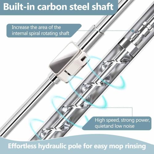 Replaceable Handle for Rotating mop, 360° Rotation Adjustment,Wet Dusting Mop, Includes 3 Microfiber Mop Replacement Heads, Suitable for Floors, Walls, Outdoor Areas, and Various Home Scenarios