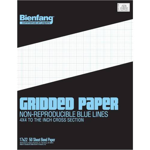 Size 17x22 50 Sheets Bienfang Designer Grid Paper Pad, 4x4 Cross Section, 17 x 22 inches, 50 Sheets