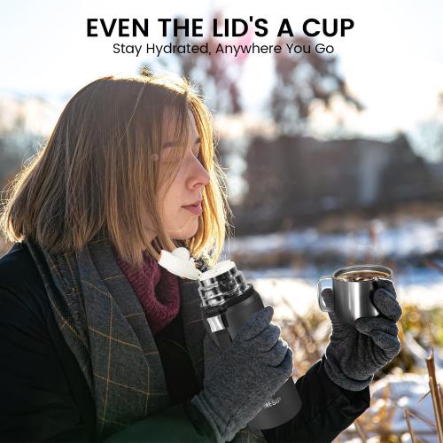 20oz Stainless Steel Vacuum Insulated Water Bottle with Handle & Lid,Thermo for Hot Drinks/Cold Drinks, Leakproof Travel Flask with Cup,for Camping, Office