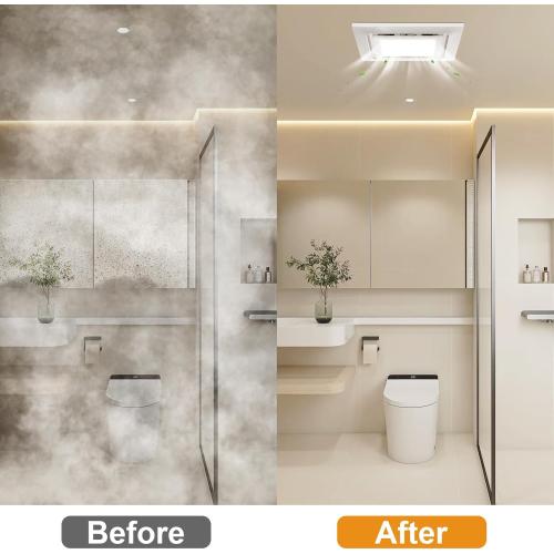 Bathroom Exhaust Fan with Light 10x10 IN Panel, Mounting Opening 8.3x8.3 IN 130CFM Ultra Quiet 1.0 Sone Exhaust Fan with 1500lm 6000K Light Ventilation Fan Combo for home, office etc