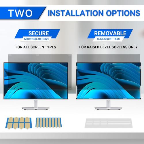 [2-Pack] Privacy Screen For Computer Monitor, 24-Inch 16:9 Aspect Ratio; Anti Spy/Bule Light/Glare And Eye Protection, 2 Install Ways Removable For Office, Airport, Cafe And Other Public Area; Diagonal 24 Inches, Width 20.92 Inches, Height 11.77 Inches