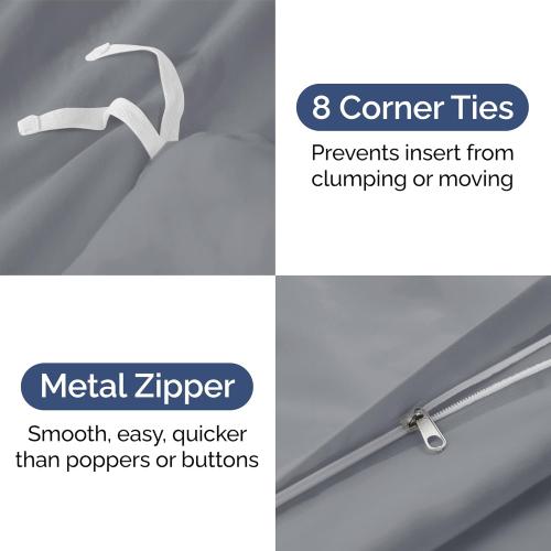 Duvet Cover Queen Size Set - Extra Soft Queen Size Duvet Cover 90 x 90 with 2 Pillow Shams - Hotel Luxury Easy Care and Fade Free w/Zipper Closures & Ties - Comfy Breathable Bedding Set (Steel Blue)