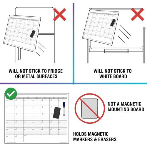 Magnetic-Receptive Dry Erase Monthly Extra Large White Board Calendar for Wall 38x50, Big Whiteboard Calendar with Iron Sheet Backing-Works with Magnetic Markers Eraser, Giant Blank Poster with Square