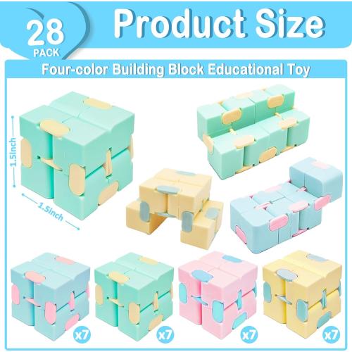 28 Pack Infinity Magic Toys for Kids, Hand Held Magic Sensory Stress Cube Toys- Anxiety Stress Relief Fidgeting Games for Teens Boys Girls Classroom Exchange Gifts Party Favors