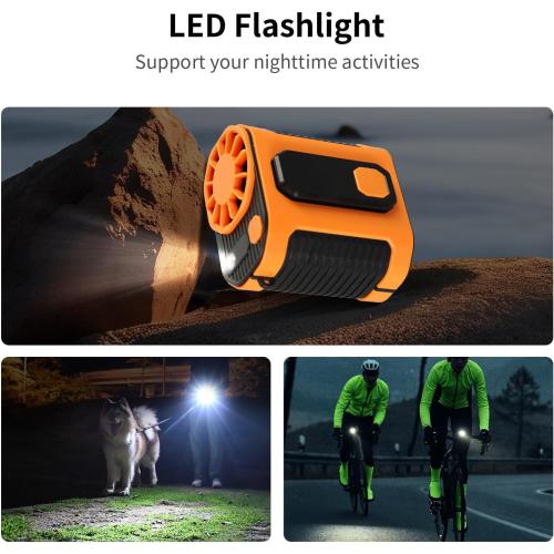 2026 AI Portable Fan Rechargeable, 10 Speeds 6600RPM Strong Airflow, Hands-Free Hanging Neck Fan,Strong lighting, temporary power bank, Wearable Belt Fan for Camping, Outdoor, Jobsite