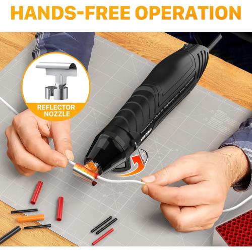 Mini Heat Gun, 2-Temp Settings 482℉ & 662℉（250℃& 350℃), 6.6FT Long Cable Fast Heat Hot Air Gun Tool with Reflector Nozzle, Overload Protection for Crafting, Vinyl Wrap and Shrink Tubing