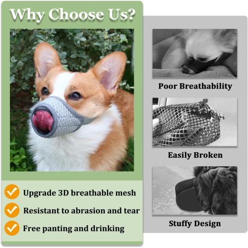 Mayerzon Dog Muzzle, Puppy Soft Mesh Muzzle for Small Medium Large Dogs Chihuahua Poodles Beagle Dachshund Corgis Labrador for Biting Chewing Grooming That Allows Panting Drinking(M, Black)