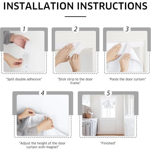 NICETOWN Pure White Door Curtain for Window, Thermal Insulated Adjustable Magnetic Blinds for Window Covering, Roman Roll Up Shade for Patio Glass Door, 1 Panel, 36 x 72 inches Long