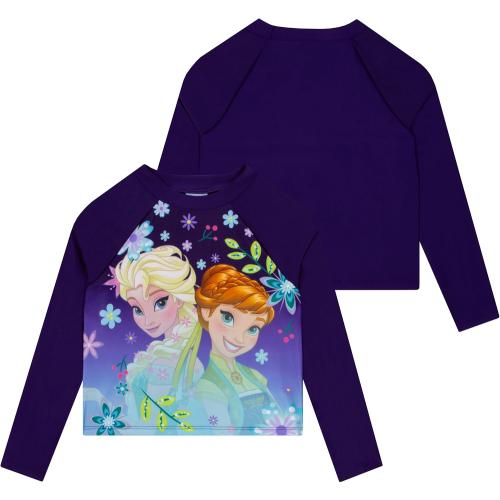 Disney Swimsuit, Long Sleeve Girls Bathing Suit, Elsa and Anna Girls Swimsuit, Kids Bathing Suit - Size 8