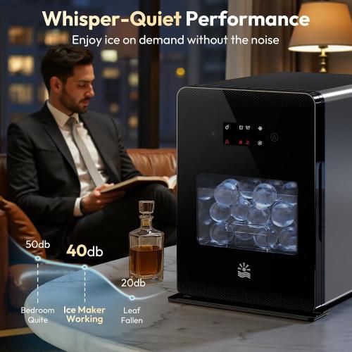 2'' Clear Ice Ball Maker – 4 Ice Spheres in 35min, 144 pcs/Day, Auto&Manual Fill, Fast Ice Machine with LCD Touch Panel, Self-Cleaning, Quiet Home & Bar Ice for Whiskey Bourbon Parties