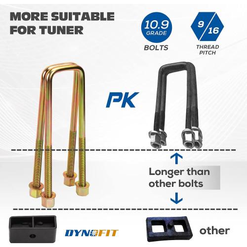 ‼️colors may vary and may have missing pcs ‼️dynofit 3 Inch Rear Lift Blocks for Silverado 1500 Sierra 1500 2WD 4WD(2007-2024), Leveling Block Kit Compatible with Chevy GMC Pickup, Square Leaf Spring Axle Ubolt Kit