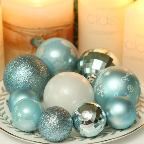 Sea Team 86-Pack Shatterproof Babyblue Christmas Ball Ornaments Set, Assorted Multi-Sized Hanging Baubles, Xmas Tree Decorations, Seasonal Décor for Holiday Wreath Garland, Hooks Included