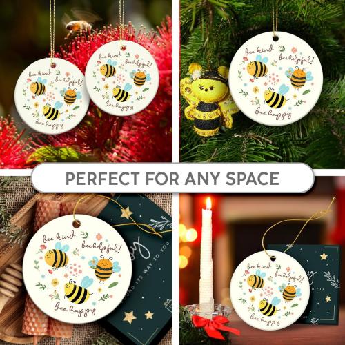 Bee Christmas Ornament 2025 - Cute Bee Gifts for Women Men Boys Girls, Bees Lover Gifts for Friends Neighbors, Ceramic Christmas Ornaments for Tree Decor - Holiday Keepsake & Xmas Gift Exchange Idea