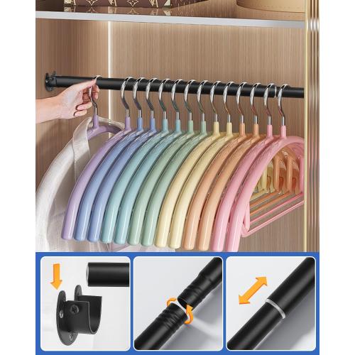 FIRJOY Closet Rods for Hanging Clothes - Heavy Duty, Length Adjustable (Black, 66.5 - 76)