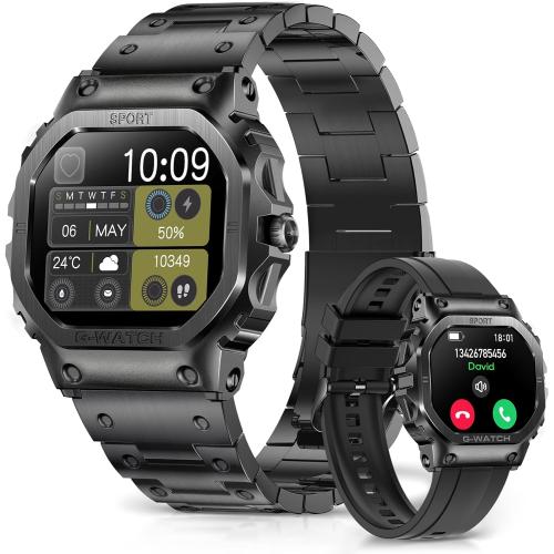 FOSMET Smart Watches for Men (Answer/Make Calls), 1.57''HD Smart Watch for Android and iPhone, 24/7Fitness Watches with IP68/Heart Rate/Sleep Monitor/Steps Monitor/Pedometer/100 Sport Modes (Gray)