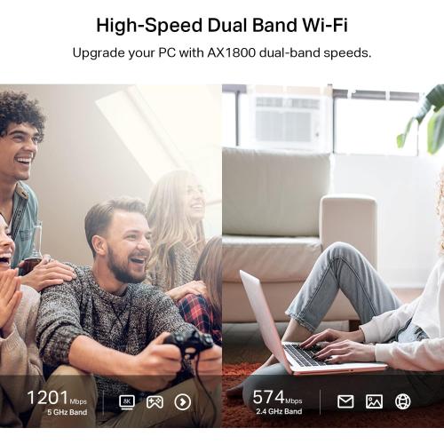 TP-Link WiFi 6 USB Adapter for Desktop PC - (Archer TX20U Plus) AX1800 Wireless Network Adapter with 2.4GHz, 5GHz, High Gain Dual Band 5dBi Antenna, WPA3, Supports Windows 11/10