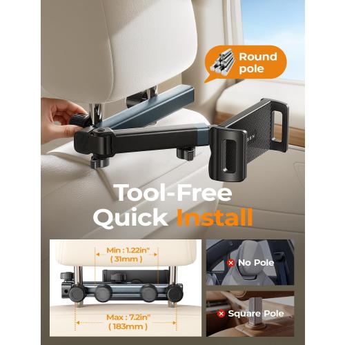 LISEN iPad Holder for Car Tablet Mount, Road Trip Essentials Kids Back Seat