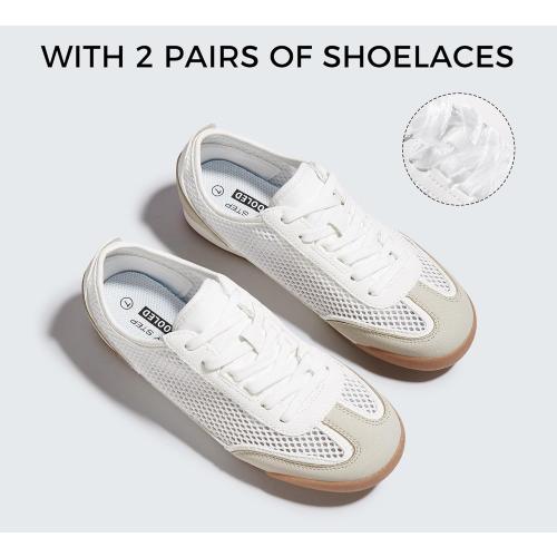 Size 6 LUCKY STEP Women's Mesh Casual Fashion Sneakers Retro Breathable Walking Shoes Lightweight Classic Tennis Trainers