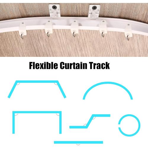 WHITE Jetec Flexible Bendable Ceiling Curtain Track, 9.8ft/16.4ft(5m), Ceiling Mount for Curtain Rail with Track, Room Divider(5 m,White)