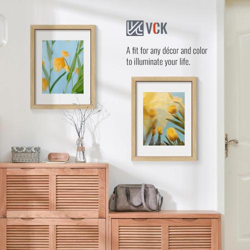 12x16 Picture Frame 2 Pack - Natural Oak, High-End Wood Poster Frames with Tempered Glass, Display 8.5x11 Photo with Mat or 12x16 without Mat, Art Gallery-Quality, Wall Hanging, Natural Oak