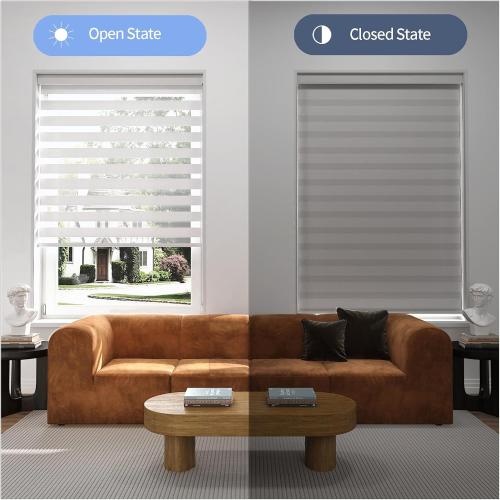 Zebra Blinds for Windows (52 W x 72 H, White) Zebra Roller Window Shades, Corded Dual Layer Light Filtering Privacy for Day and Night, Light Control and Protecting Privacy for Home and Office