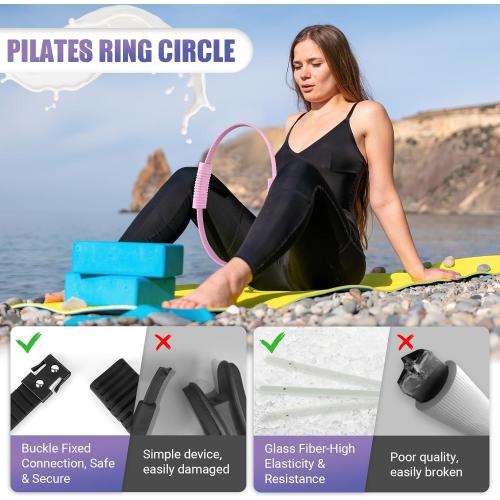 Pilates Ring, 13.5/12 Silicone Magic Circle with Training Poster & Portable Bag, Pilates Ring Circle for Inner Thigh Workout, Yoga, Lose Weight & Physical Therapy for Women