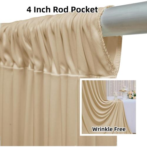 20ftx12ft Beige Backdrop Curtains for Wedding-Wrinkle Free Backdrops Curtain Drapes Fabric Decorations Photo Back Drop Cloth for Baby Shower Photography Stage Reception 4Panels 12ft(H) x 5ft(W)