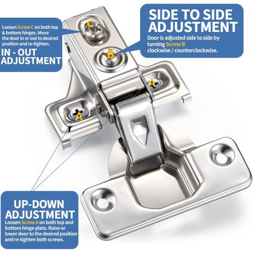 100 Pack Soft Closing Cabinet Hinges for Kitchen 1/2 Inch Partial Overlay Kitchen Cabinet Door Hinges 105 Degree Concealed with Mounting Screws for Frameless Face Frame Door