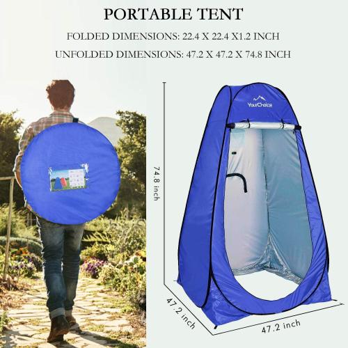 Your Choice Pop Up Shower Tent 47.2 Wx74.8/82.7 H Privacy Changing Tent | Waterproof Silver Coating Portable Shelter with Carry Bag for Camping, Beach, RV, Hiking, Fishing