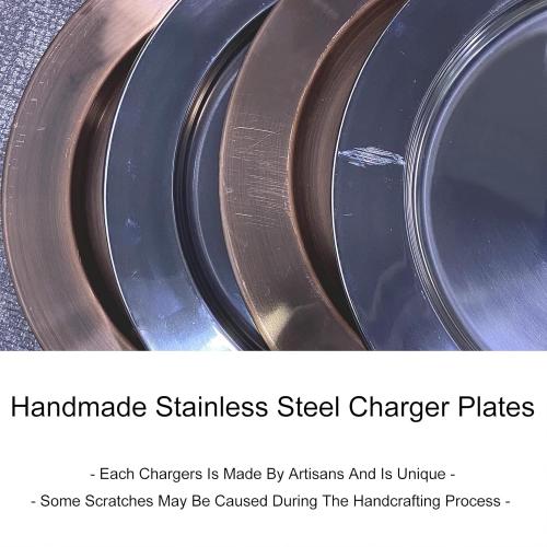 13 Stainless Steel Handmade Charger Plates, Silver Charger Plates, Metal Silver Chargers for Dinner Plates, Plate Chargers Set of 6