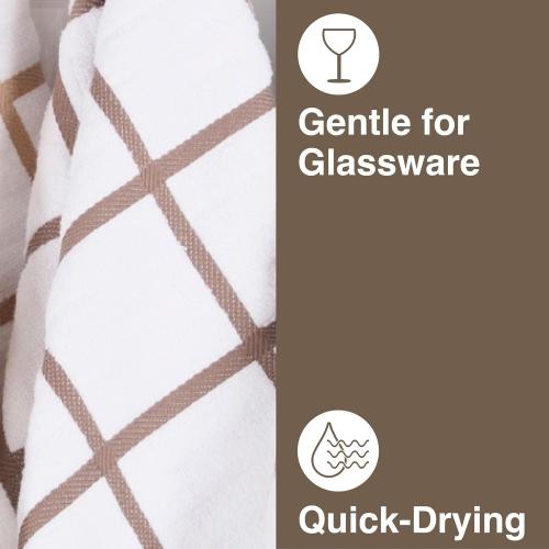 All-Clad Checked Kitchen Towel: Highly Absorbent, Super Soft Long Lasting - 100% Cotton, 17x30 Tea Towel for Cleaning & Drying Dishes, Pans, Glassware, or Countertops, (4-Pack), Mushroom