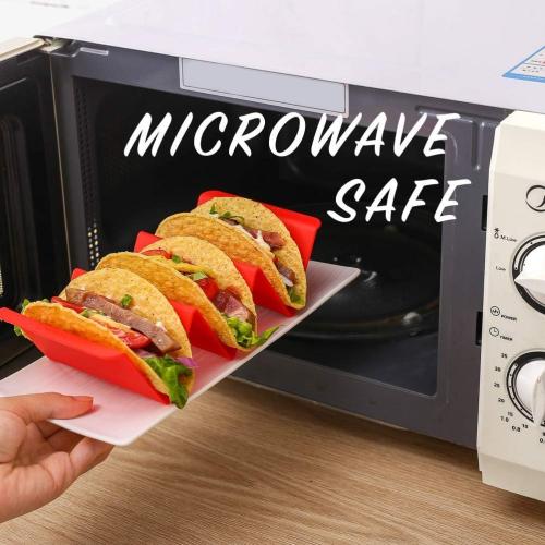 Aichoof Colorful Taco Holder Stands Set of 6 - Premium Large Tray Plates Holds Up to 3 or 2 Tacos Each, PP Health Material Very Hard and Sturdy, Dishwasher & Microwave Safe