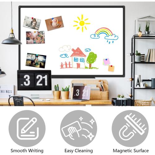 XBoard Magnetic Whiteboard 48 x 31 Inches, Dry Erase Board with Black Aluminum Frame