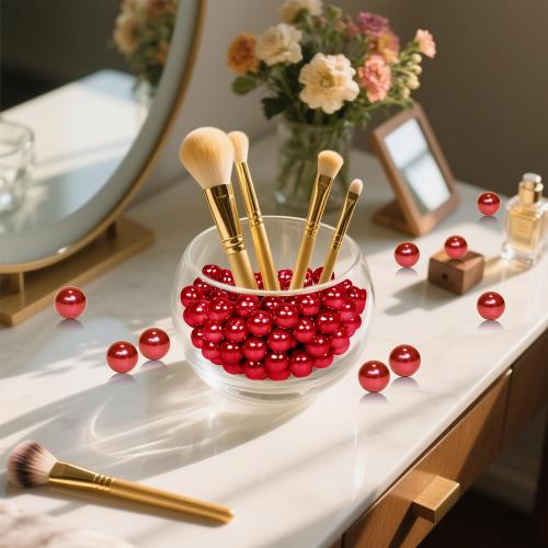 1400Pcs Red Vase Filler Pearl Beads for Crafting 8mm Beads No Holes Decor Suitable for Wedding Decor, Party Decorations, Centerpiece Table Decorations