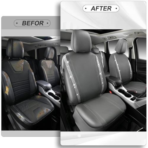 Color Grey CAR PASS Bling Car Seat Covers Full Set, Shining Glitter Rhinestone Diamond Waterproof Faux Leather Interior Sets Universal Fit Automotive Glitter Crystal Sparkle Strips for Cute Women Girl, Gray