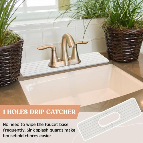 an Oval Hole White Faucet Mat for Kitchen Sink 17.32 x 4.6 Kitchen Faucet Absorbent Mat Diatomite Splash Guard for Sink Quick Drying Stone Drip Catcher for Bathroom Counter