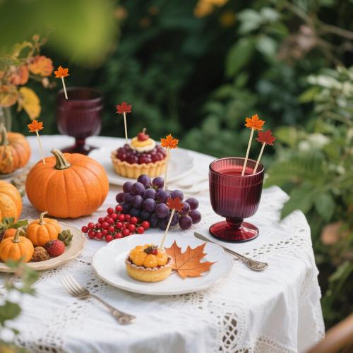 Fall Thanksgiving Cocktail Picks, 200 Pcs Maple Leaves Cocktail Toothpicks, Fancy Bamboo Toothpicks Skewers for Appetizers Charcuterie Food Fruit Drinks AutumnThanksgiving Themed Party Decor Supplies