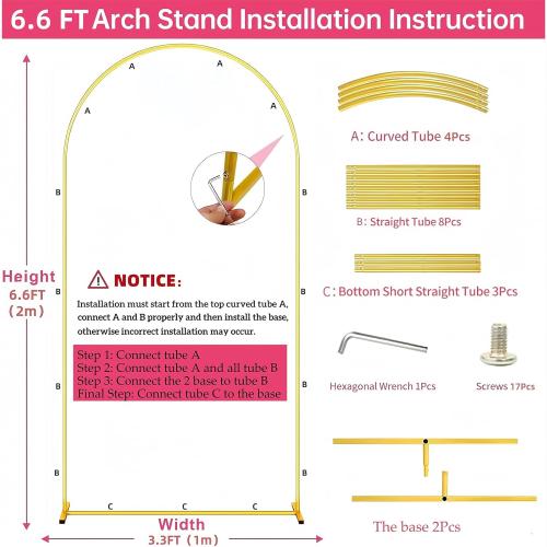 6.6FT Wedding Arch Backdrop Stand and White Cover, Metal Arch Backdrop Stand and Cover Set for Parties, Birthdays, Baby Showers, Bridal, Banquets, Ceremonies, Event Decor